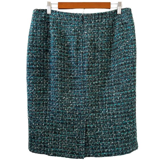 Talbots Tweed Wool Blend Pencil Skirt In Black & Green Size 12P - Picture 6 of 12
